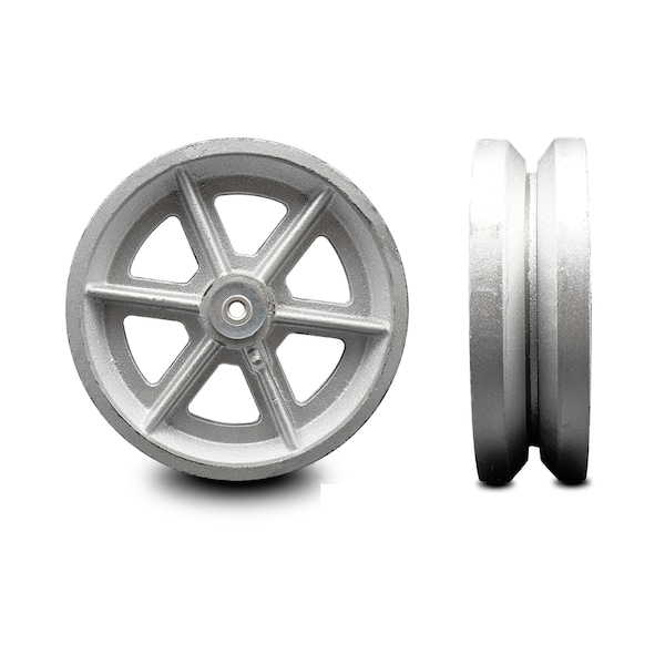 SCC -8" Semi Steel Cast Iron V-Groove Wheel Only w/Roller Bearing- 1400 lbs Cpty